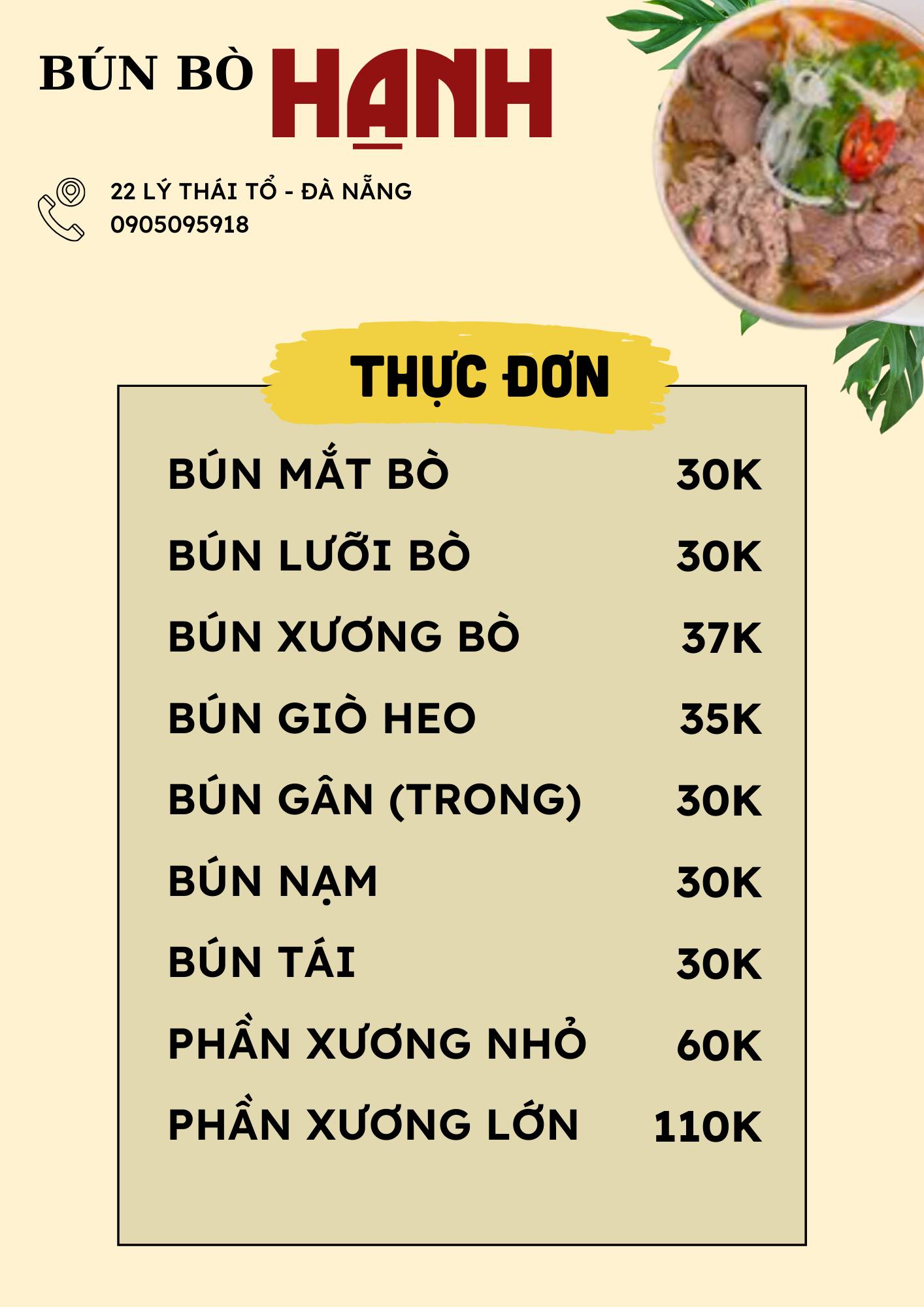 Bún Bò Hạnh - Lý thái tổ