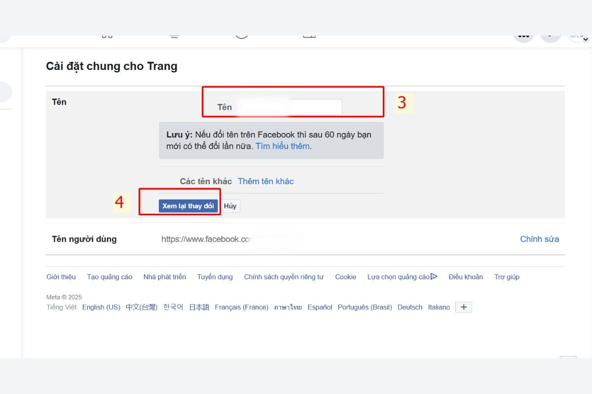 đổi tên fanpage fb