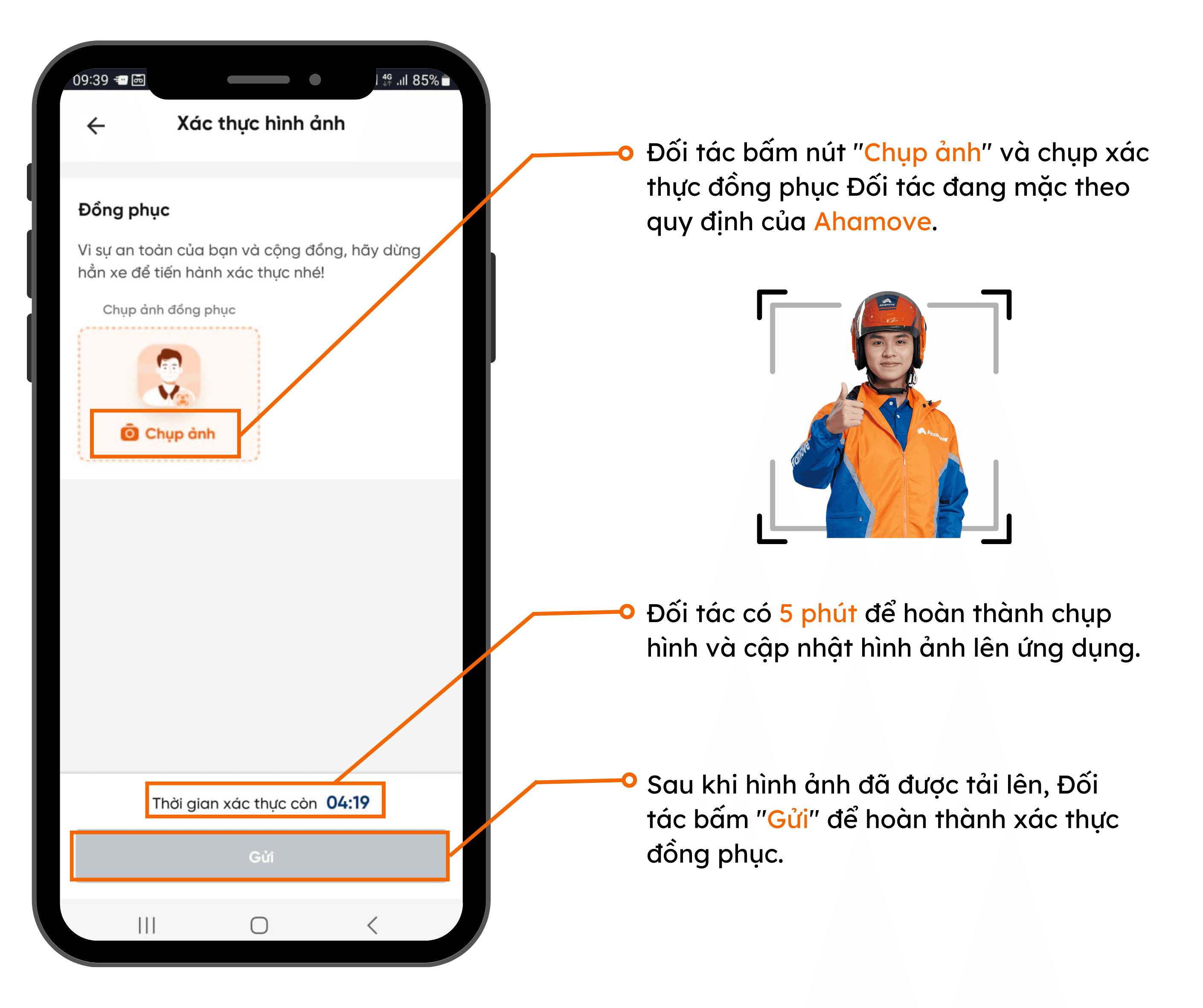 Khi có thông báo cần xác thực đồng phục Đối tác cần thao thác như sau.png