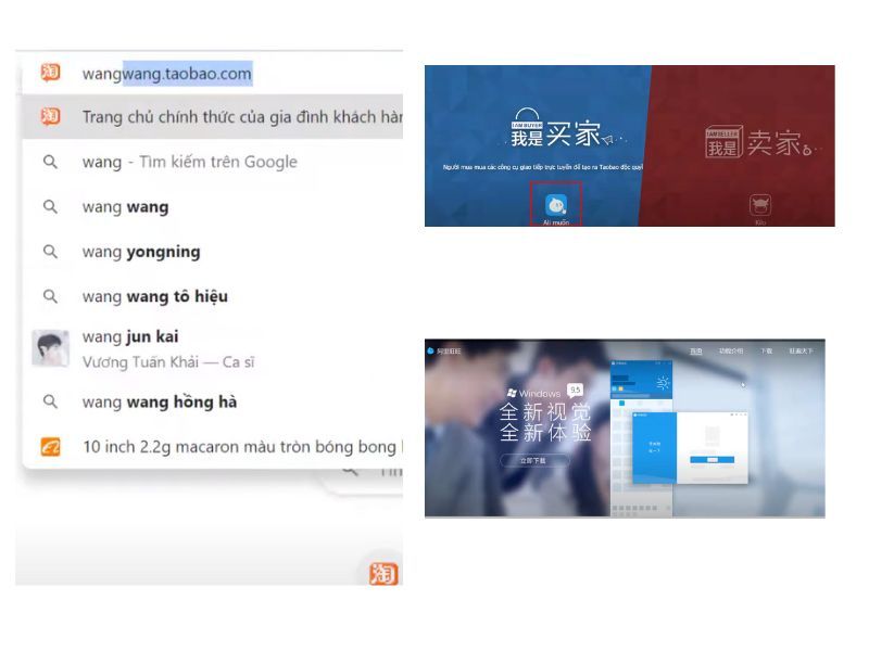 Truy cập trang web Aliwangwang trên Google và chọn phiên bản phù hợp