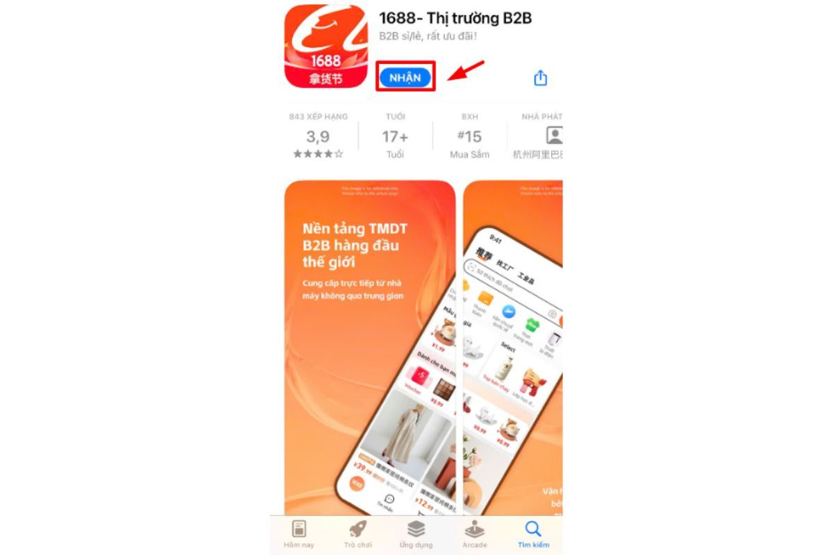 App 1688 tiếng việt trên điện thoại