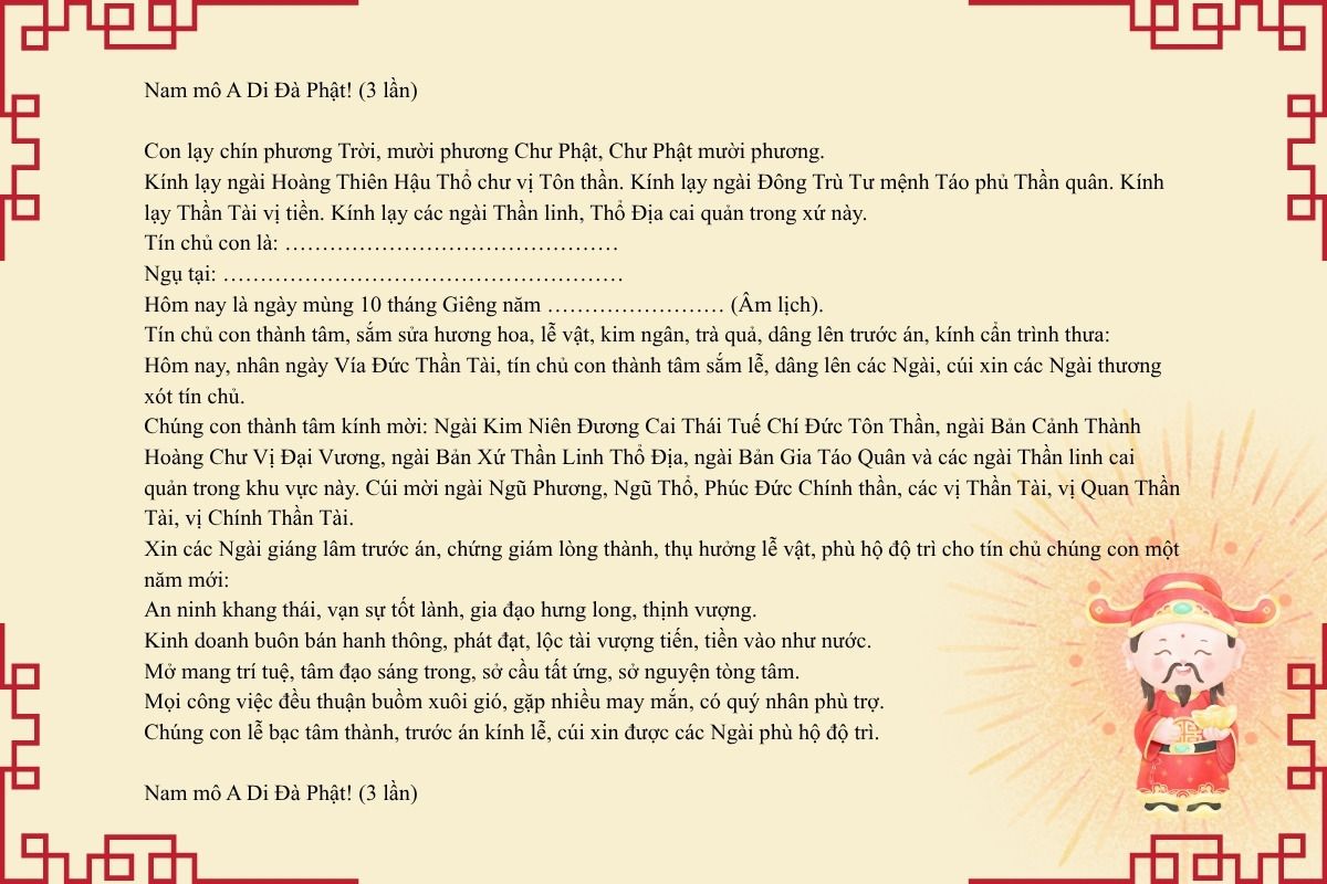 bài cúng ngày vía thần tài