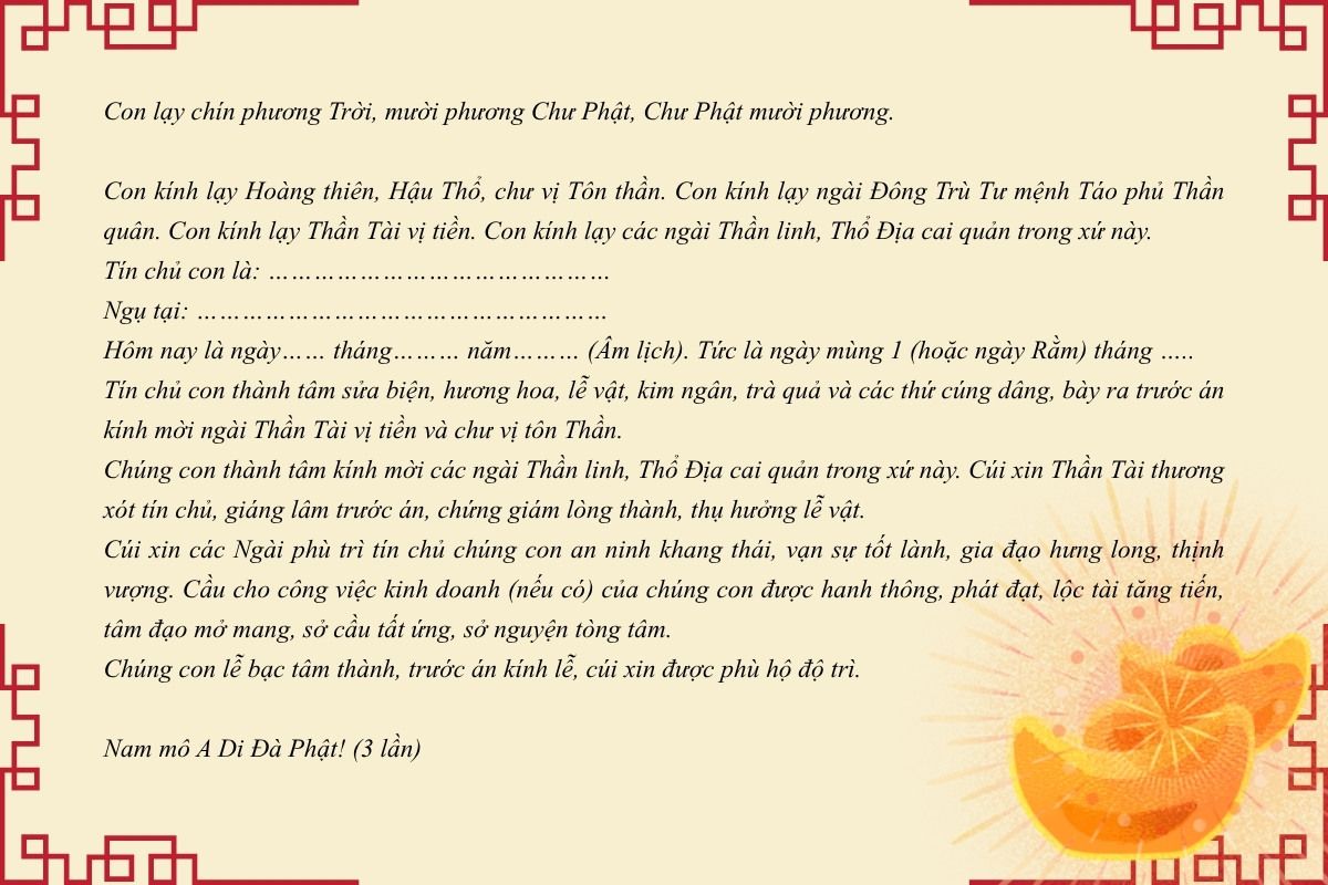 bài cúng thần tài ngày rằm