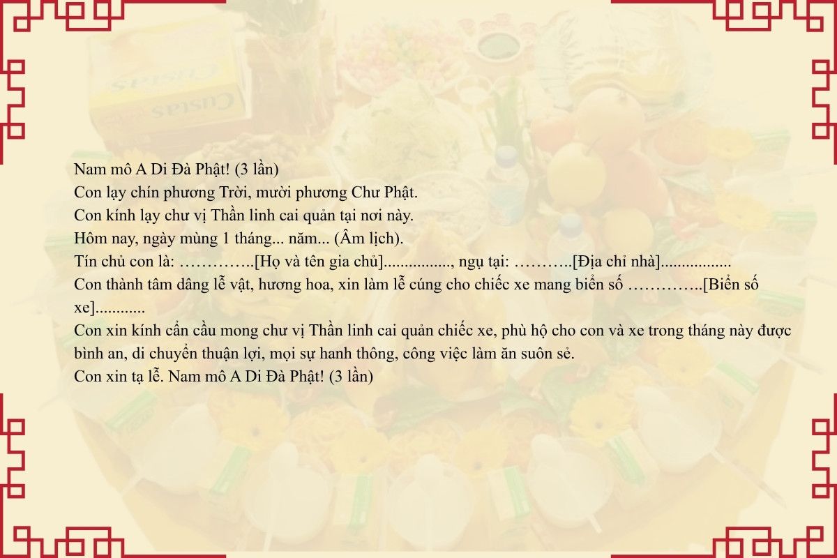 bài cúng xe cuối năm