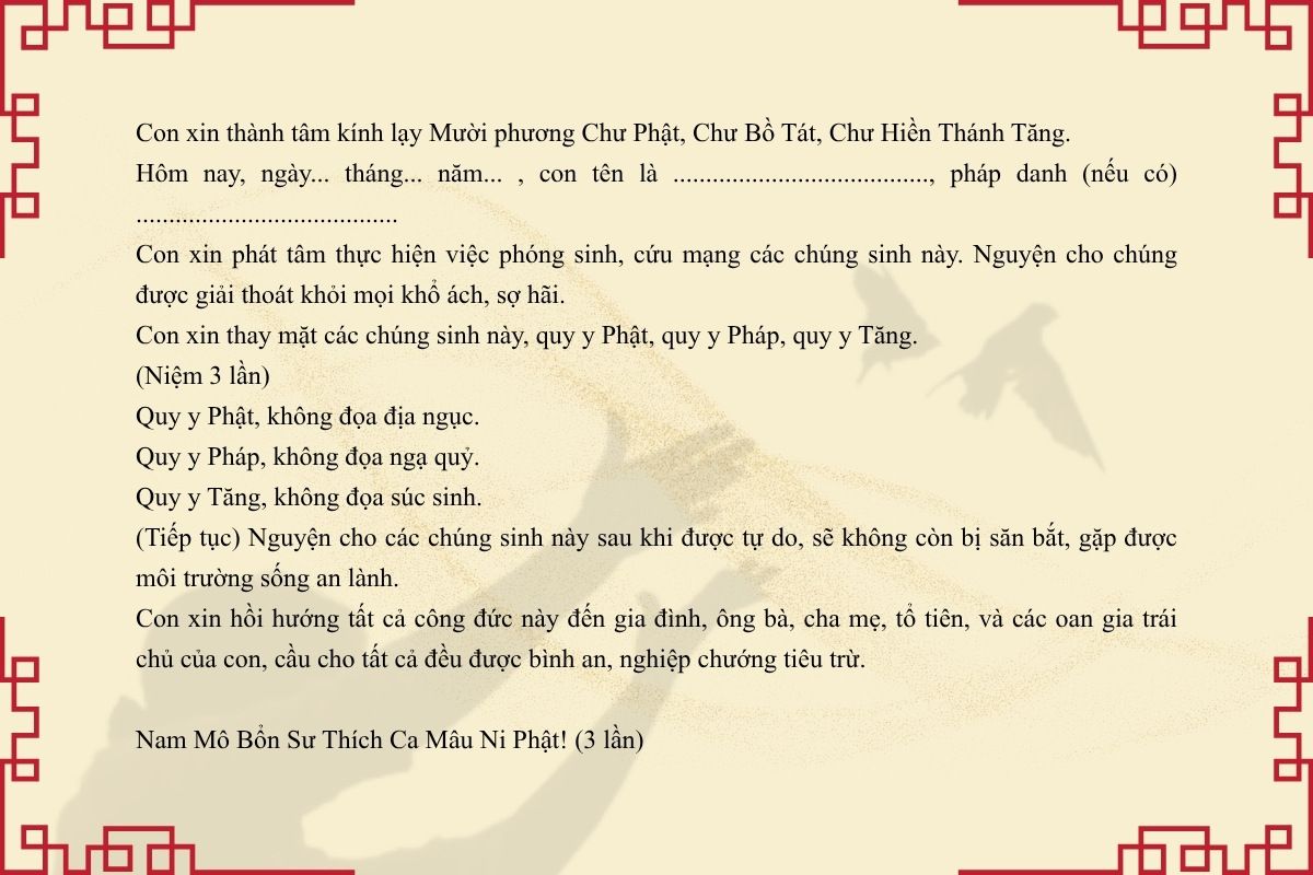 bài khấn cúng phóng sinh