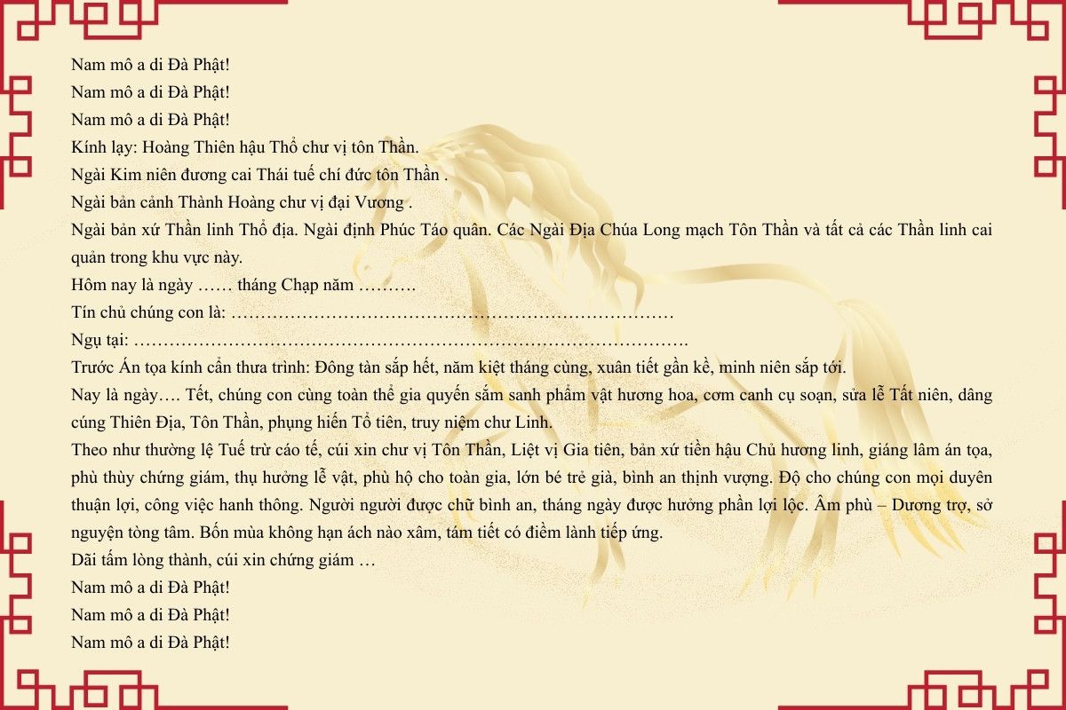 bài khấn cúng tất niên