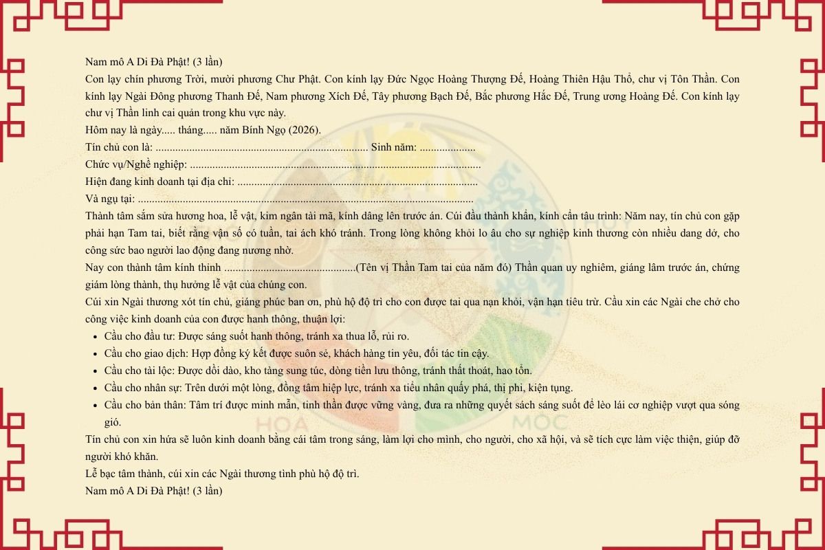 bài khấn giải hạn tam tai