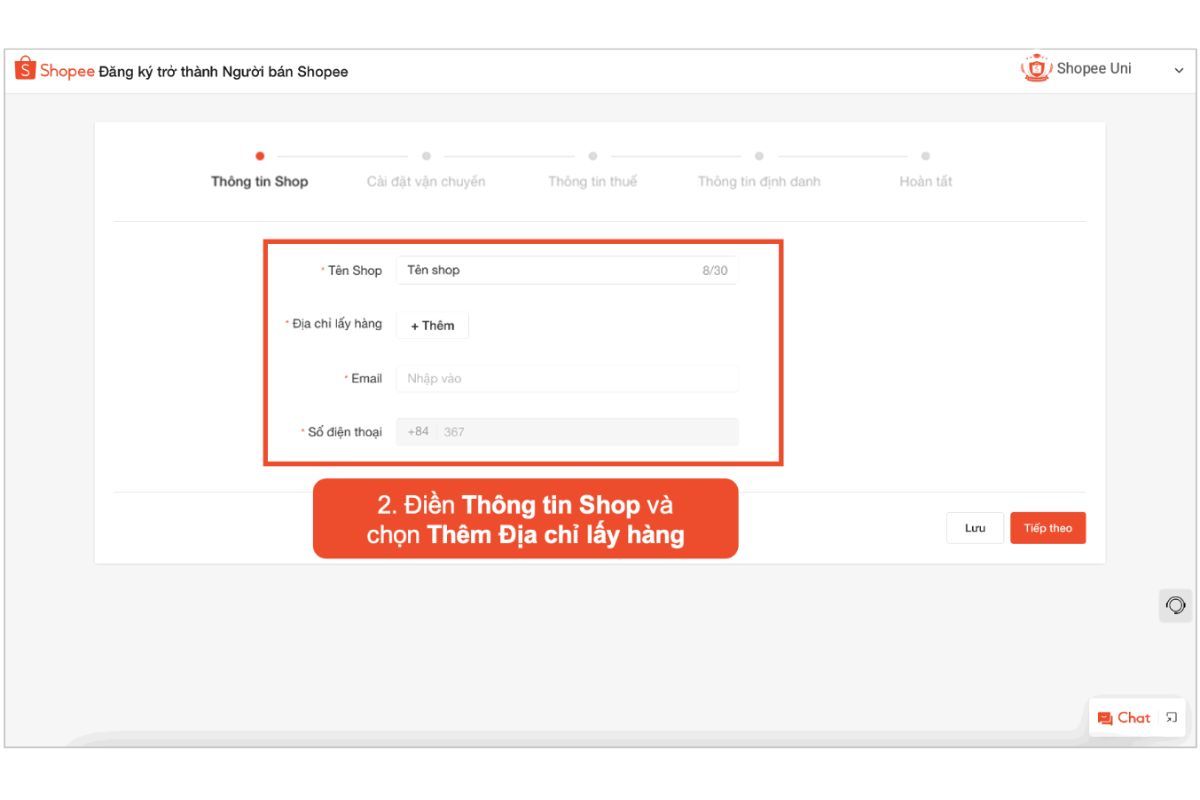 Cách đăng lý bán hàng trên shopee 8