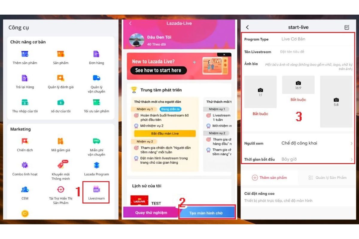 Cách đăng kí livestream trên Lazada