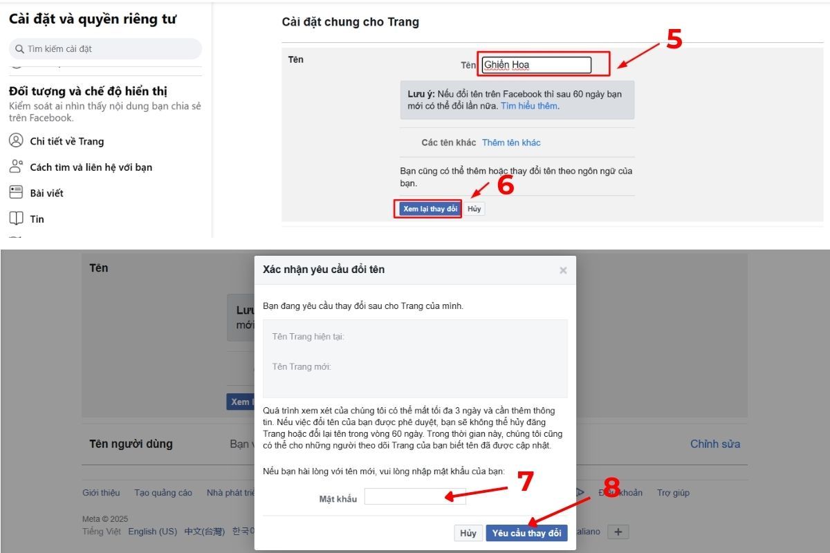 Cách đổi tên page trên Facebook