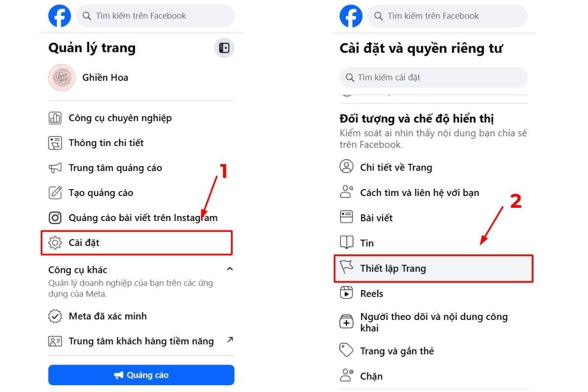 cách đổi tên trang Facebook