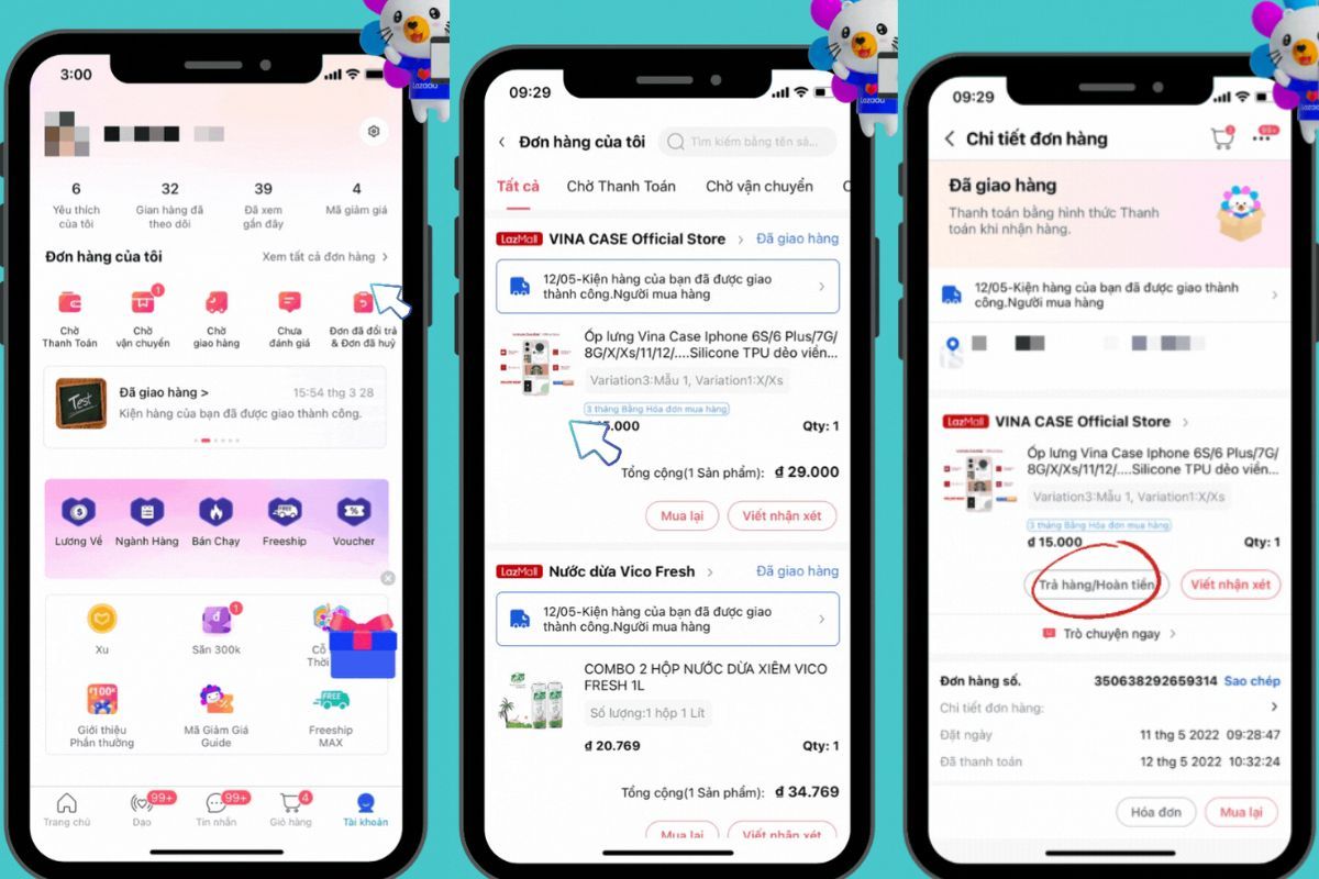 Cách đổi trả hàng trên Lazada