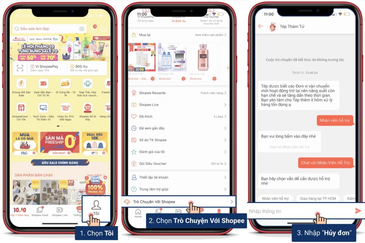 Cách hủy đơn hàng trên shopee 3