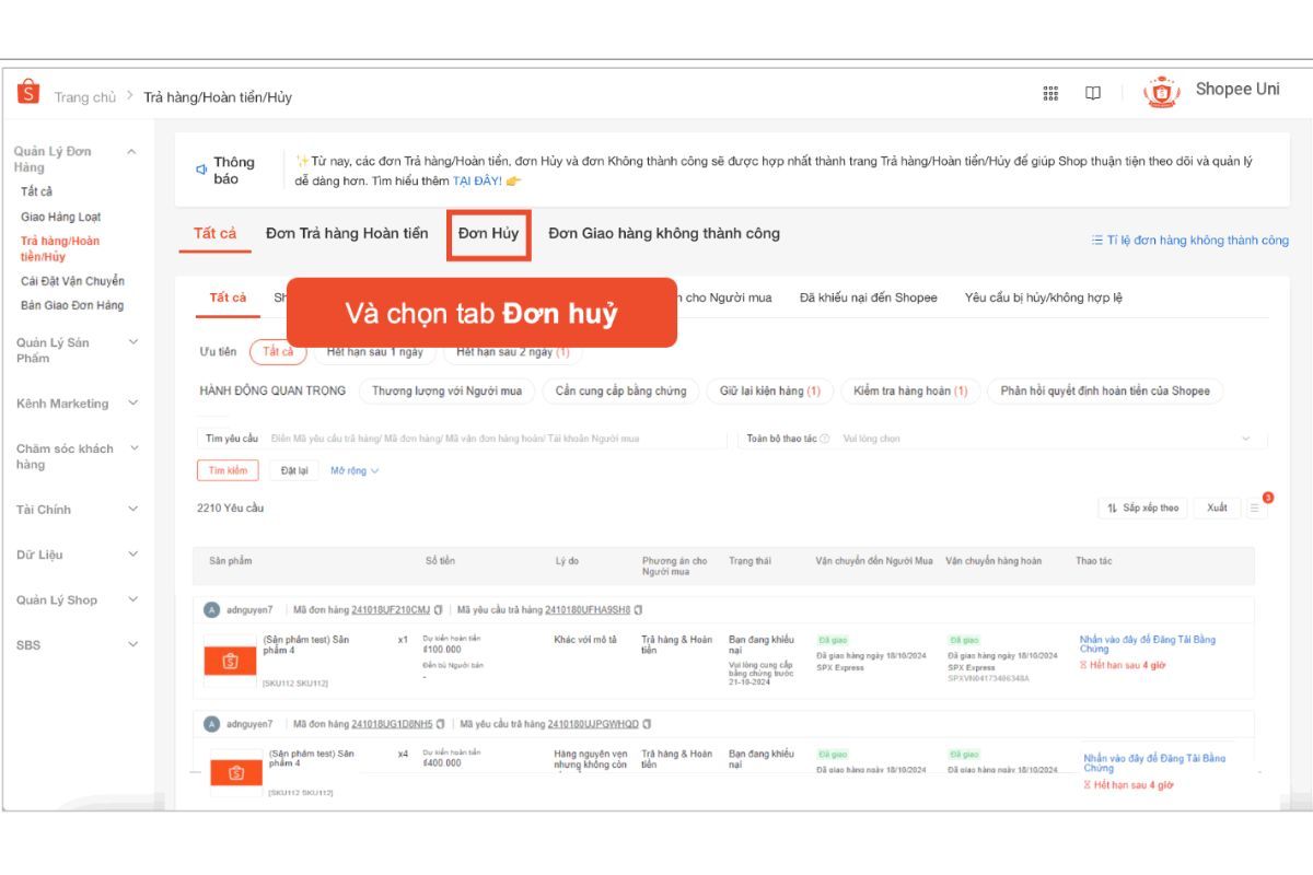 Cách hủy đơn hàng trên shopee 5