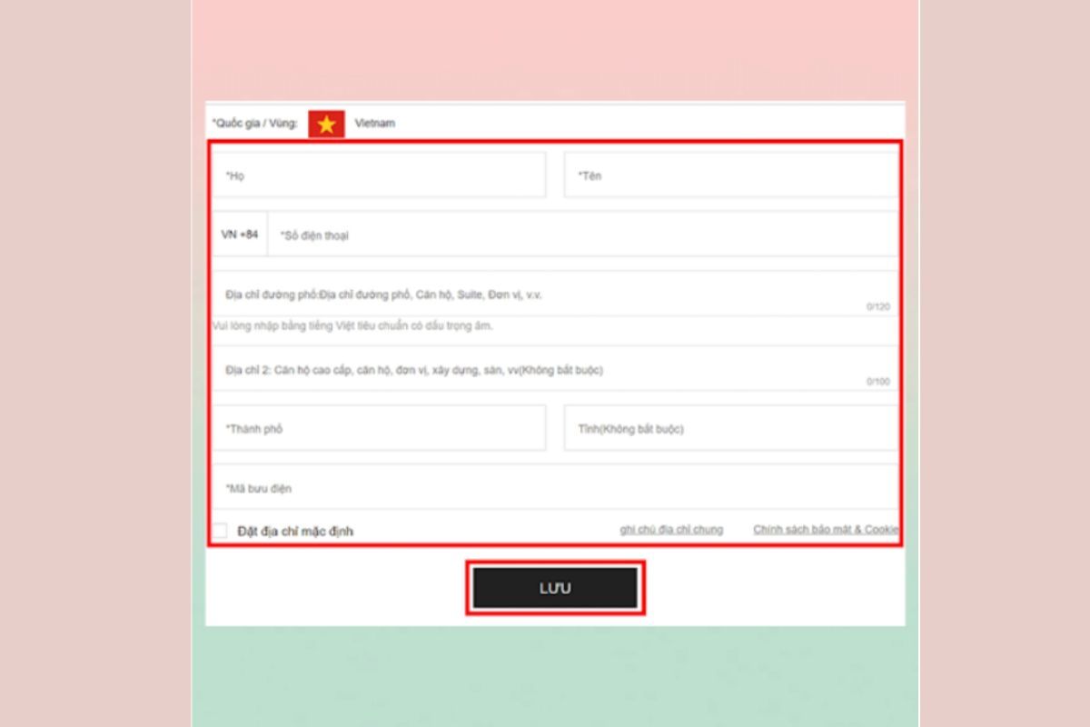 cung cấp thông tin nhận hàng