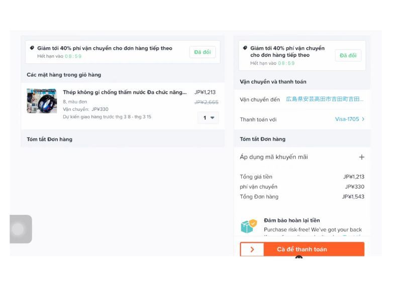 Truy cập giao diện giỏ hàng để tiến hành thanh toán