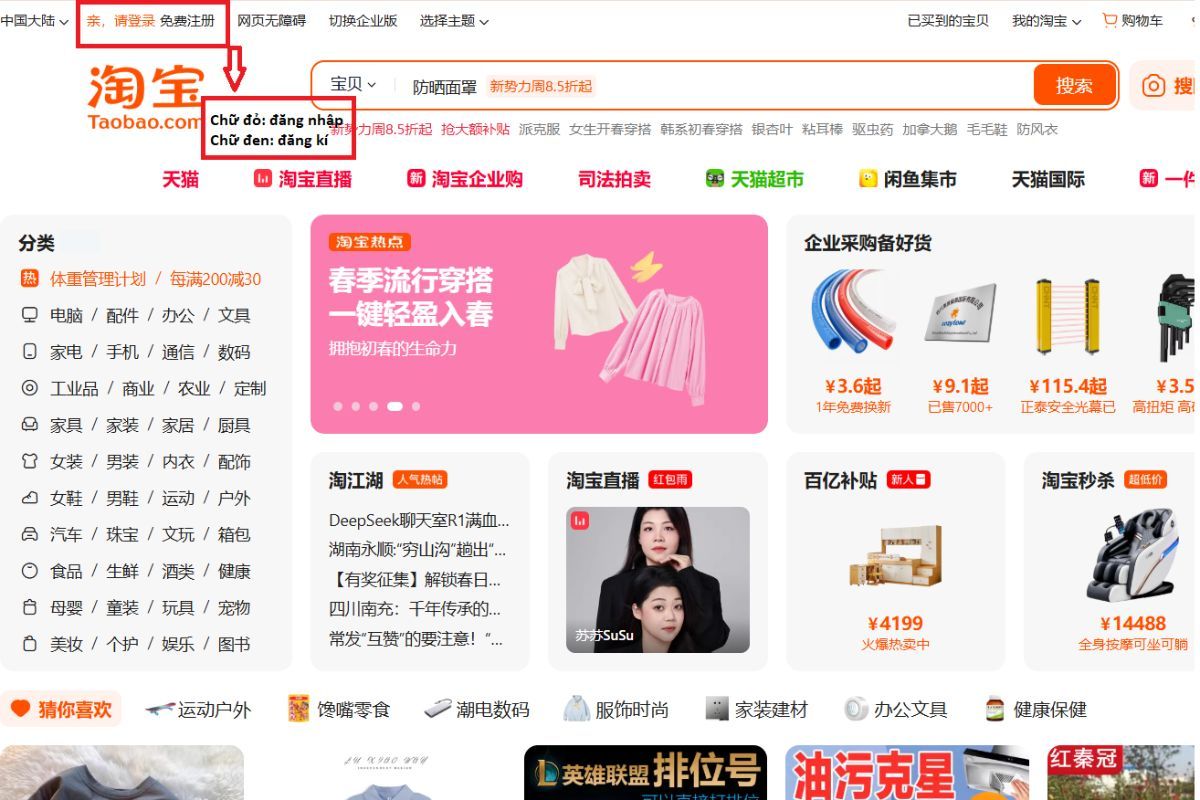 hướng dẫn cashc order tabbao