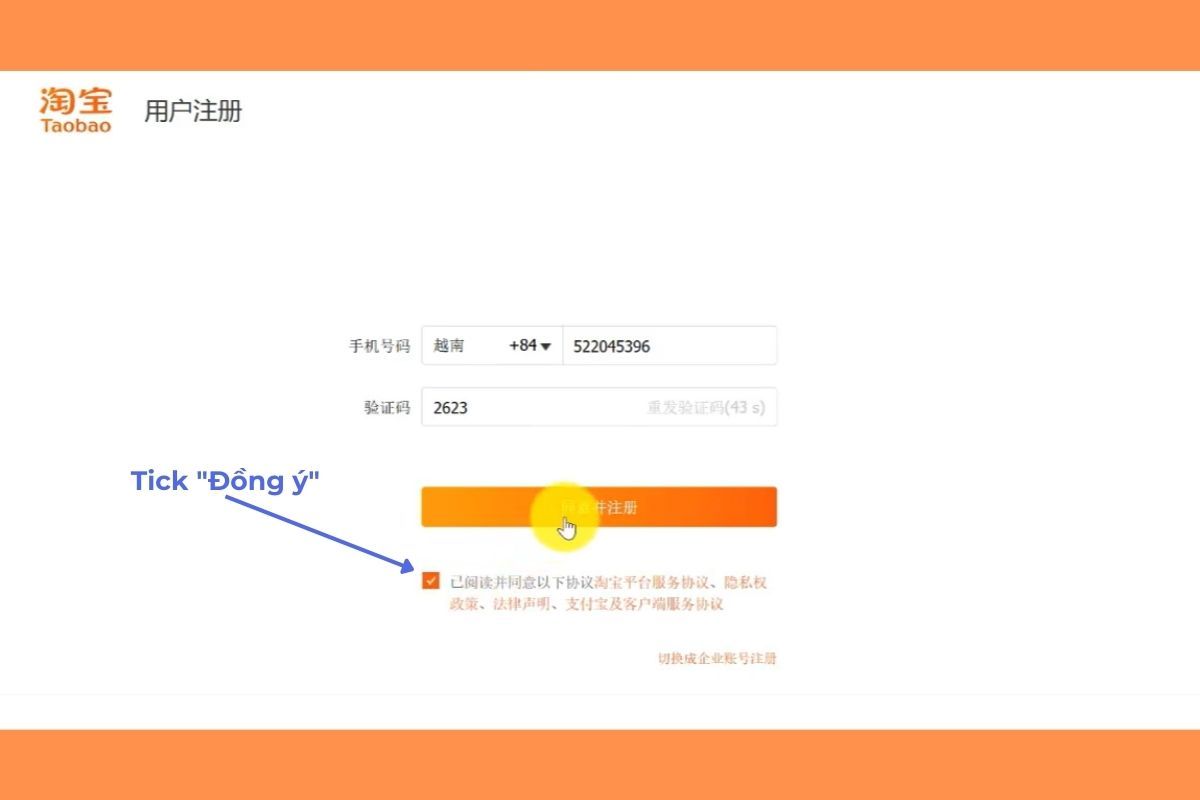 Cách tạo tài khoản taobao 6