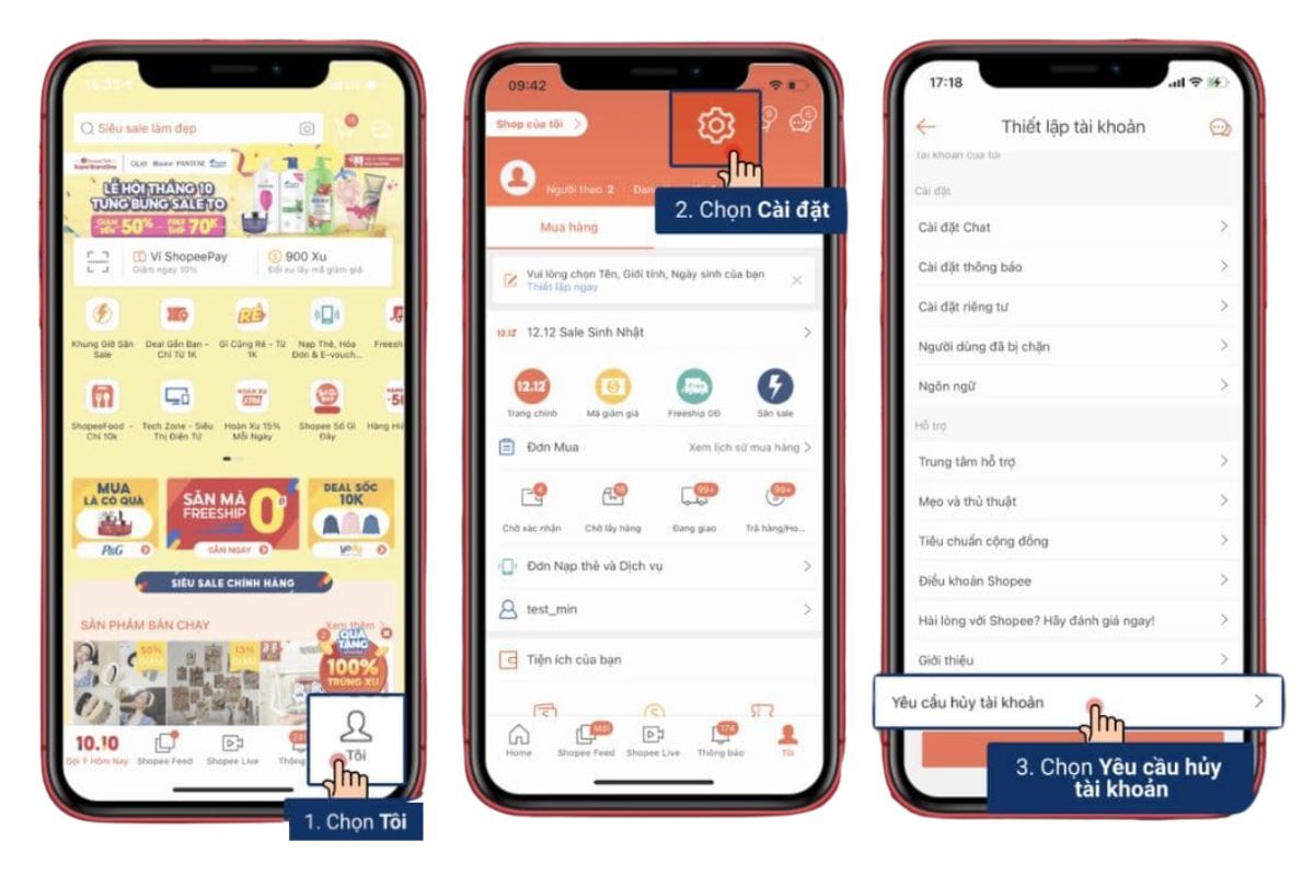 Cách xóa tài khoản shopee 1