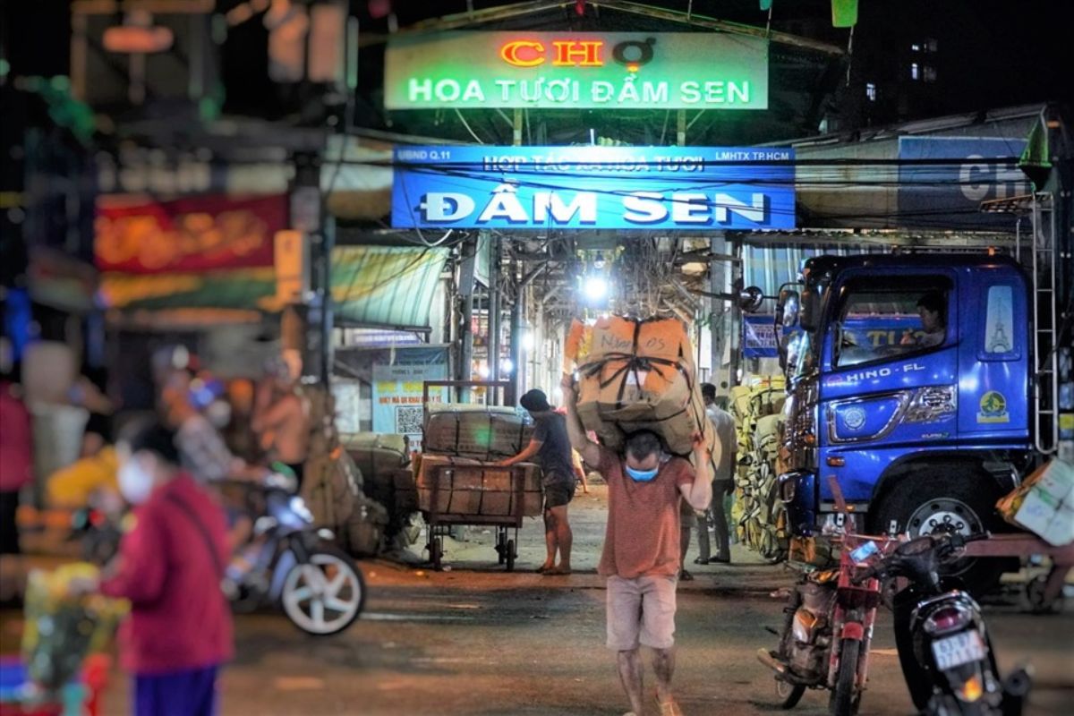 chợ hoa tươi đầm sen hoạt động lúc mấy giờ