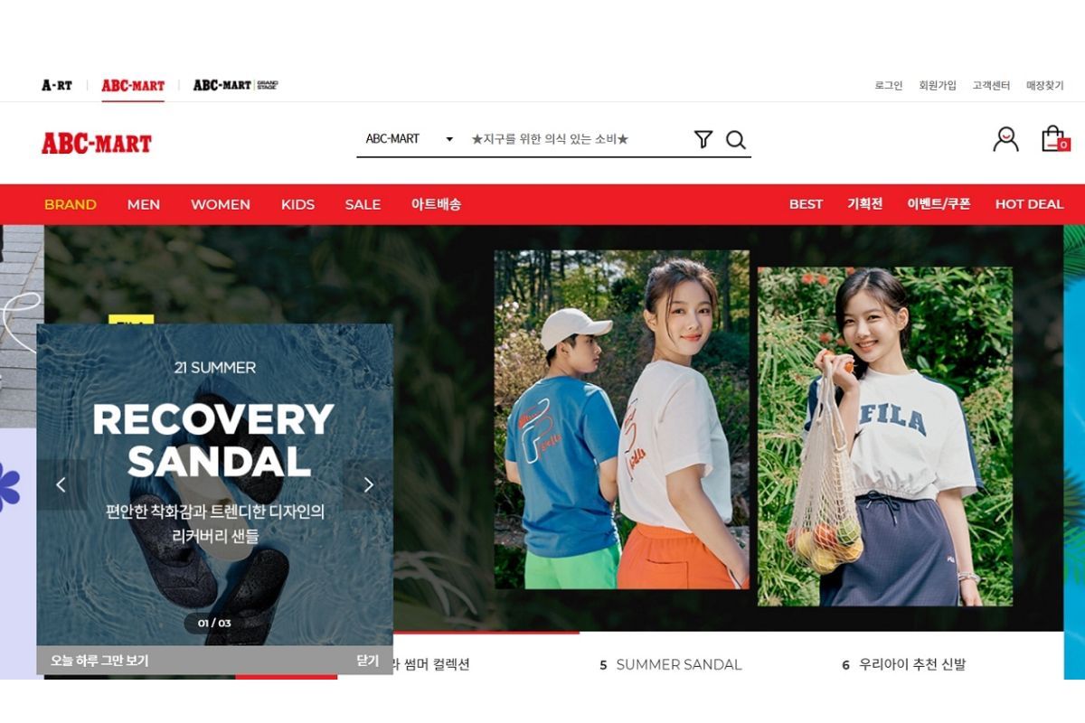 đặt hàng trên website chính thức của ABC Mart