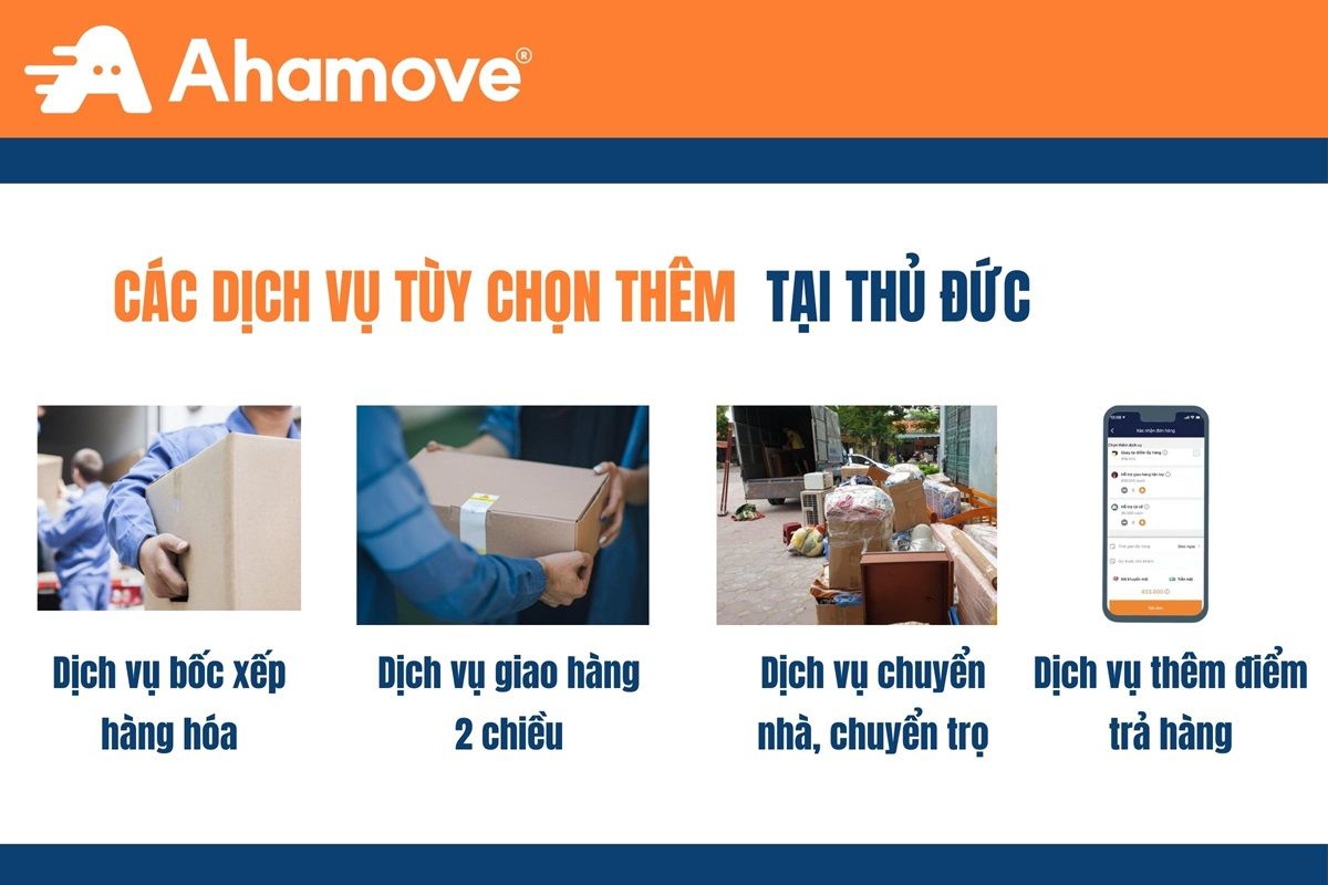 Sử dụng dịch vụ chọn thêm của Ahamove tại Thủ Đức