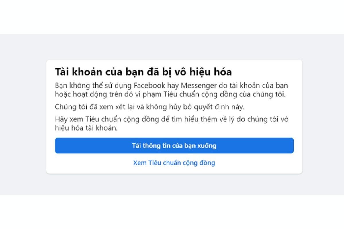 facebook bị vô hiệu hoá