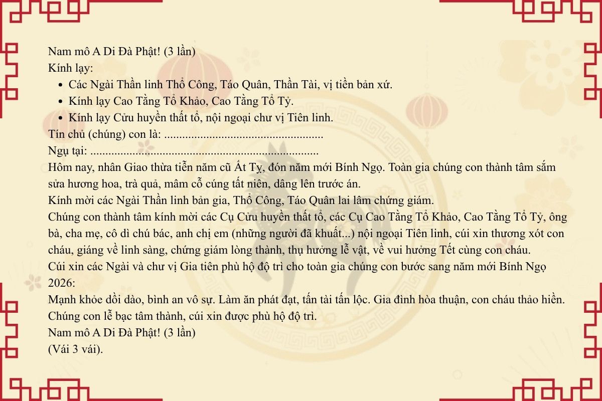 mâm cúng giao thừa