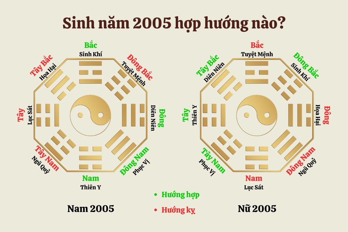 Mệnh thủy 2005 hợp và kỵ với hướng nào