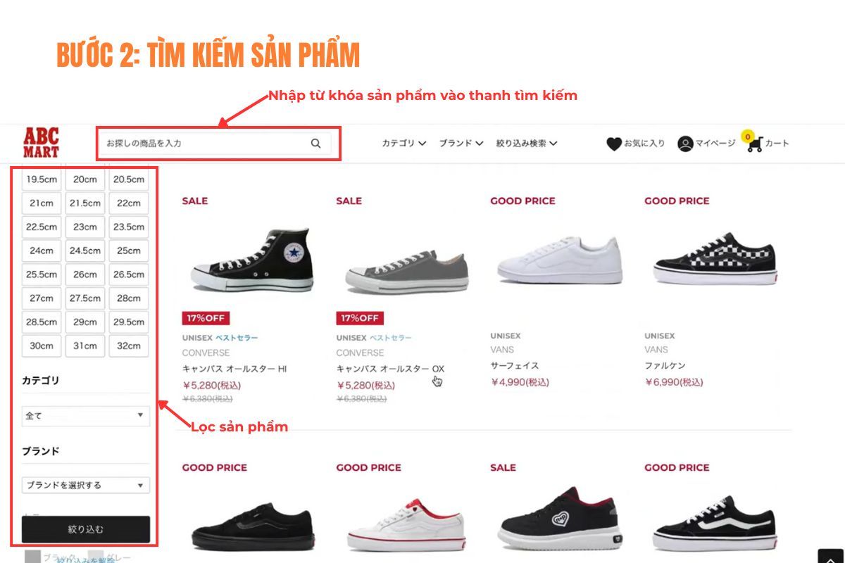 order hàng abc mart việt nam