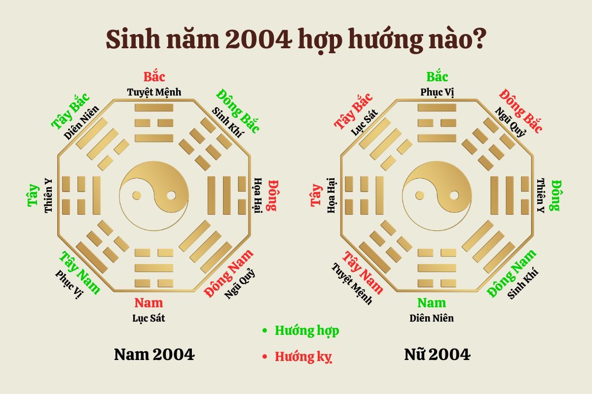 sinh năm 2004 hợp với hướng nào