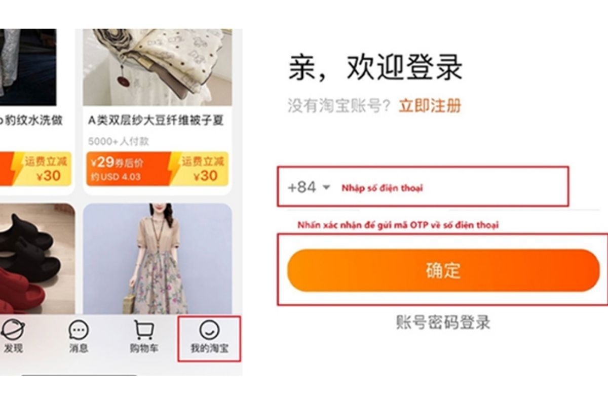 tạo tài khoản taobao trên điện thoại