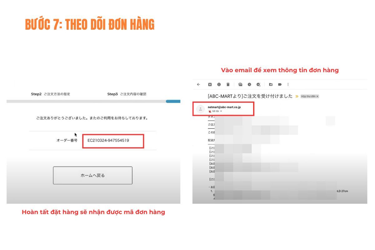 theo dõi đơn hàng trên abc mart