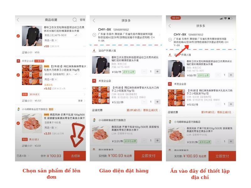 Giao diện thay đổi địa chỉ kho và thông tin nhận hàng