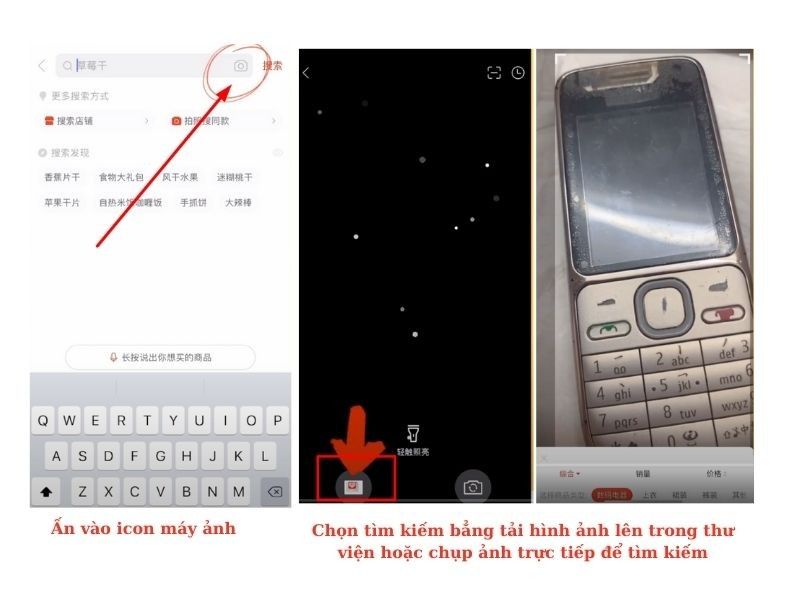 Tìm kiếm sản phẩm bằng hình ảnh trên app pinduoduo 
