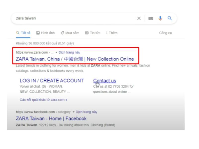  Mở trình duyệt và truy cập địa chỉ chính thức của Zara China