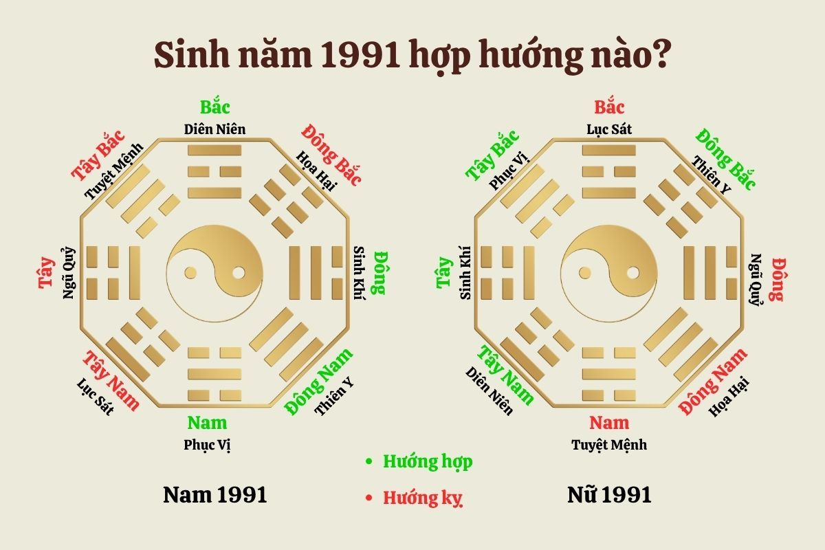 Tân Mùi 1991 hợp và kỵ với hướng nào