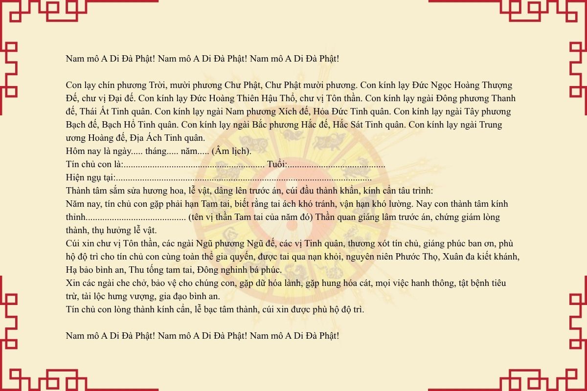 văn cúng giải hạn tam tai