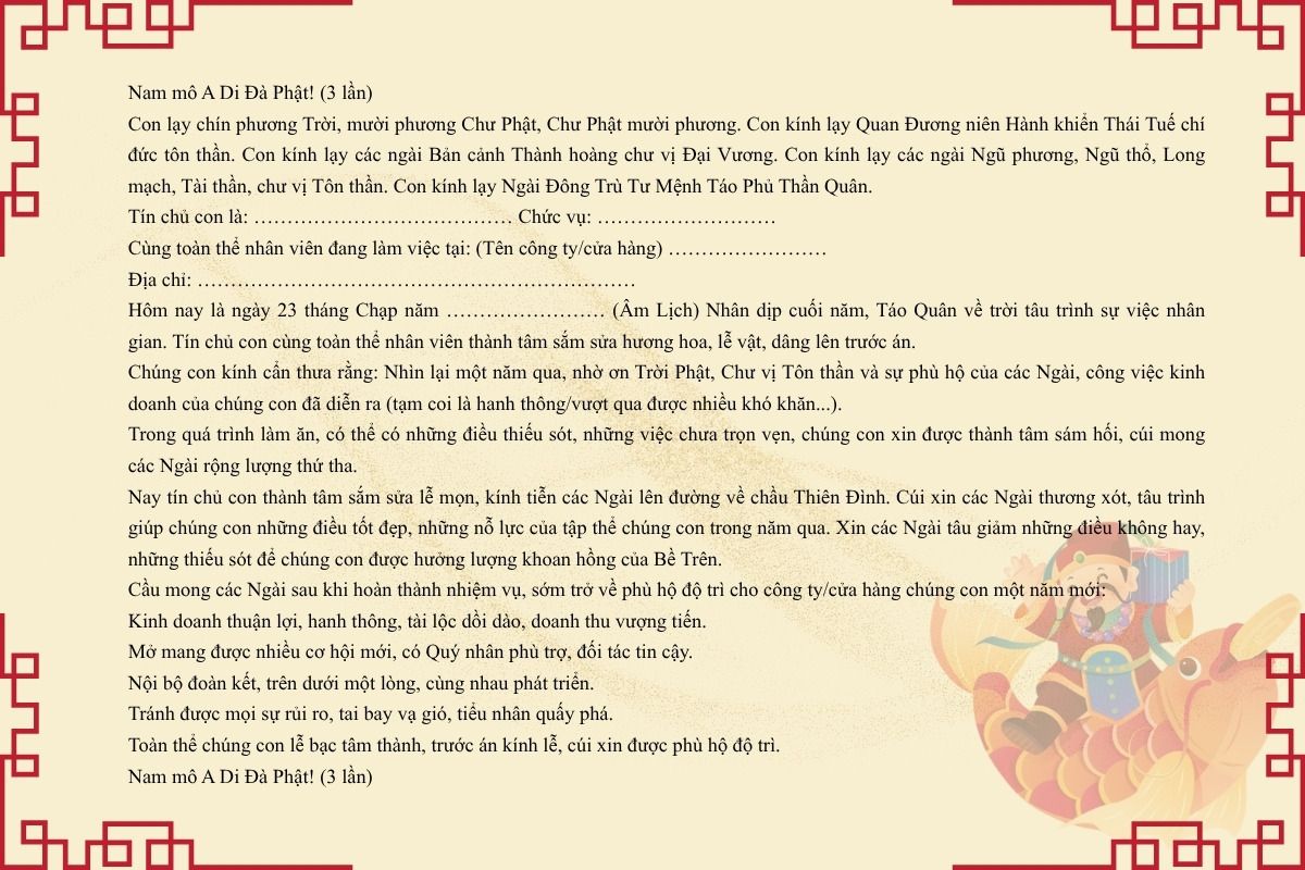 văn khấn cúng ông công ông táo