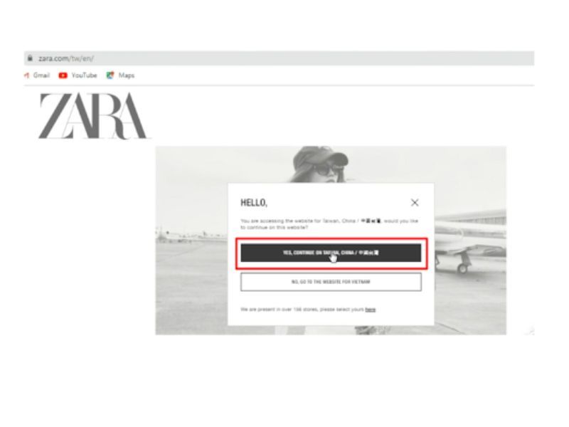 Ấn đồng ý với điều khoản và chính sách của website Zara China